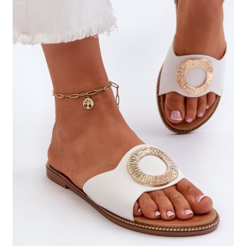 women`s slippers with decoration white