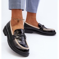 women`s patent leather shoes moccasins s.barski black