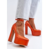  patented pumps with a massive platform and heel, orange ninames