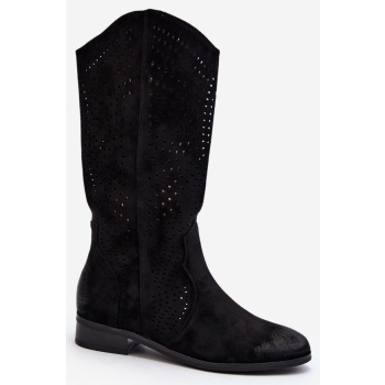 mid-calf openwork boots black kleorelia σε προσφορά