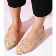  luvishoes ghent women`s beige skin pearl stone flat shoes