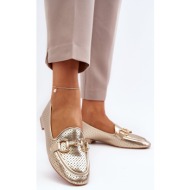  women`s flat-heeled loafers with gold embellishment iluvana