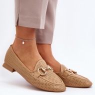 women`s flat-heeled loafers with camel iluvana embellishment