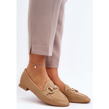 women`s flat-heeled loafers with camel σε προσφορά