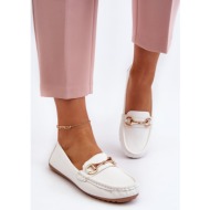  women`s classic loafers made of eco leather white demese