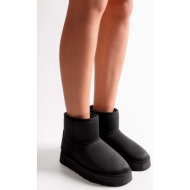  shoeberry women`s uggy black pile short suede boots black textile.