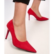  shoeberry women`s red suede classic heeled stilettos
