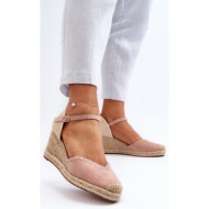  suede espadrille wedge sandals with braid pink raylin