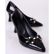  shoeberry women`s sadie black patent leather heeled shoes stiletto