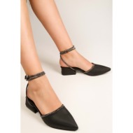  shoeberry women`s yune black satin stitched heels shoes
