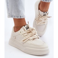  women`s eco leather sneakers beige avanalis