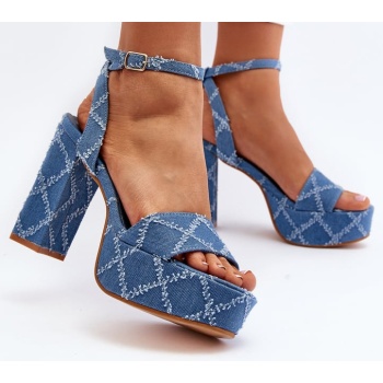 blue acrana high heeled denim sandals σε προσφορά