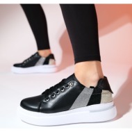  luvishoes fresh black color silvery women`s sports shoes