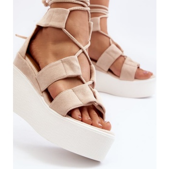 beige women`s knotted sandals helavi σε προσφορά