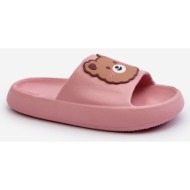  children`s light slippers with teddy bear, pink, lindeheta