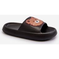 children`s lightweight slippers with teddy bear, black lindeheta