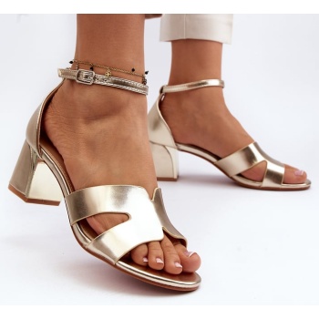 women`s gold block heel sandals irivana σε προσφορά
