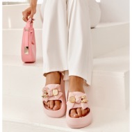  women`s foam slippers with bow, pink salessa