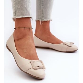 light beige eco leather ballerinas with σε προσφορά
