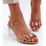  elegant high-heeled sandals with embellishments, rose gold d&a