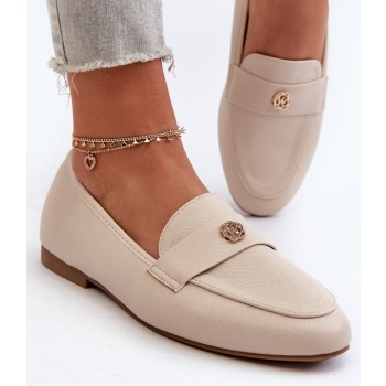 women`s flat-heeled loafers beige σε προσφορά