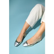  luvishoes lujo gold-silver women`s open-back flat ballerina shoes