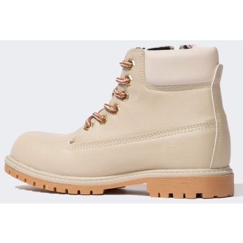 defacto faux leather serrated sole boots