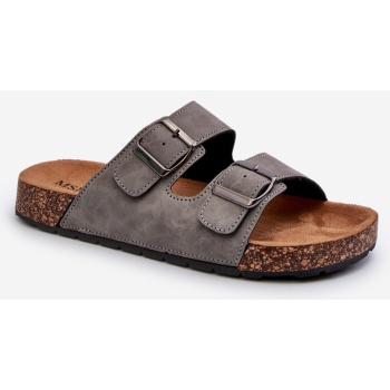 men`s slippers with cork soles, grey