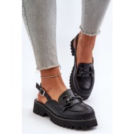  women`s flat heeled sandals with trim black d&a