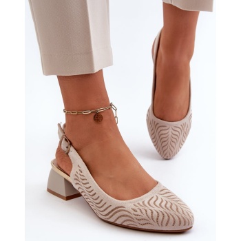 beige block high heeled pumps gemifa σε προσφορά