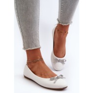  eco-friendly leather ballerinas with bow, white sandel