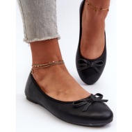  eco-friendly leather ballerinas with bow, black sandel
