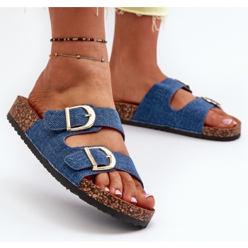 women`s denim slippers on a cork σε προσφορά