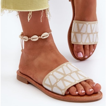 women`s flat heeled slippers beige σε προσφορά