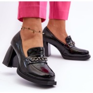  patented black terimene pumps with chunky heels