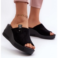  women`s black vleni wedge slippers