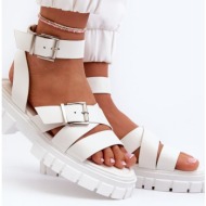  women`s sandals with eco leather straps white eladira