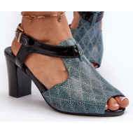  turquoise turquoise women`s high-heeled sandals queenmarie made of eco leather