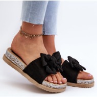 women`s platform slippers with bow, black aflia