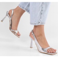  shoeberry women`s tobian silver shiny heel shoes