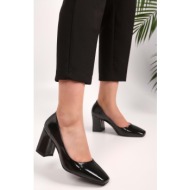  shoeberry women`s lena black patent leather heeled shoes