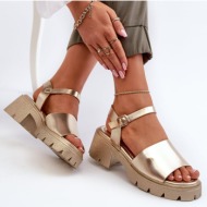  women`s sandals with chunky heels, gold dottiassa