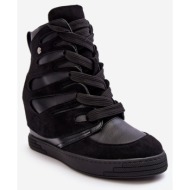  leather wedge ankle boots, black amria