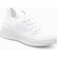  ombre men`s ankle sneakers in combined materials - white and beige