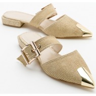  luvishoes jenni beige women`s straw buckle slippers