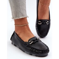  women`s leather loafers with embellishments, black s.barski