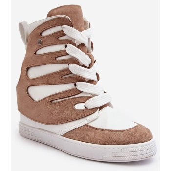 beige leather wedge ankle boots amria σε προσφορά