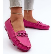  women`s leather loafers with decoration fuchsia s.barski