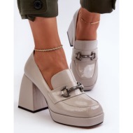  women`s patent high heeled shoes grey d&a