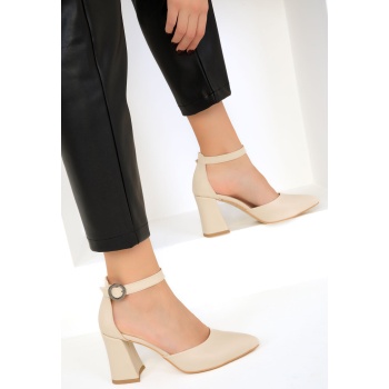 soho women`s beige classic heeled shoes